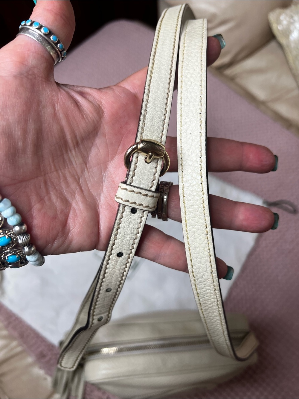 Gucci Off-White/Cream Soho Leather Disco Crossbody Bag with Tassel - Picture 7 of 13